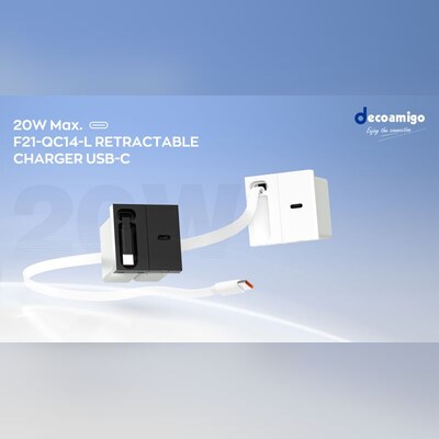 F21-QC14-L Retractable Charger USB-C: Power Within Reach, Clutter Out of Sight