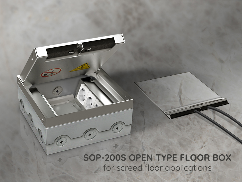 SOP-200S OPEN TYPE FLOOR BOX for screed floor applications