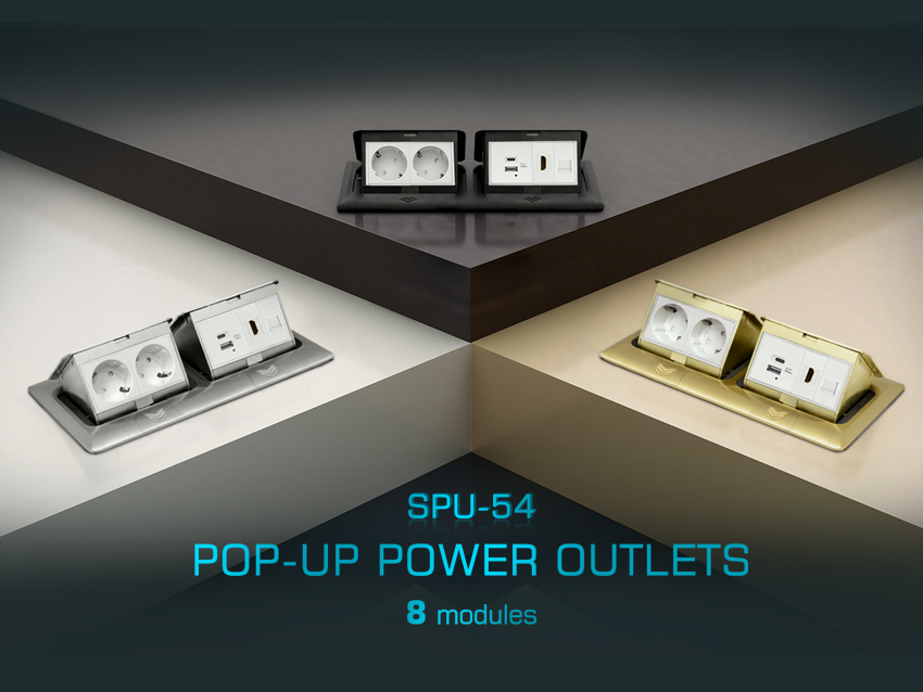 Introducing our latest range of pop-up power outlets with 8 modules capacity