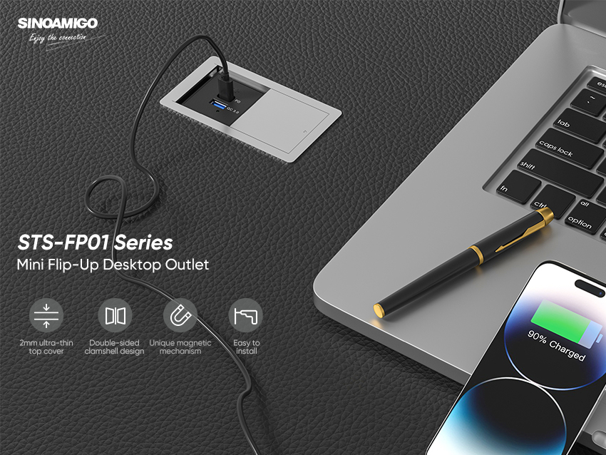 STS-FP01 Series Mini Flip-Up Desktop Outlet: Compact Elegance for Your Space