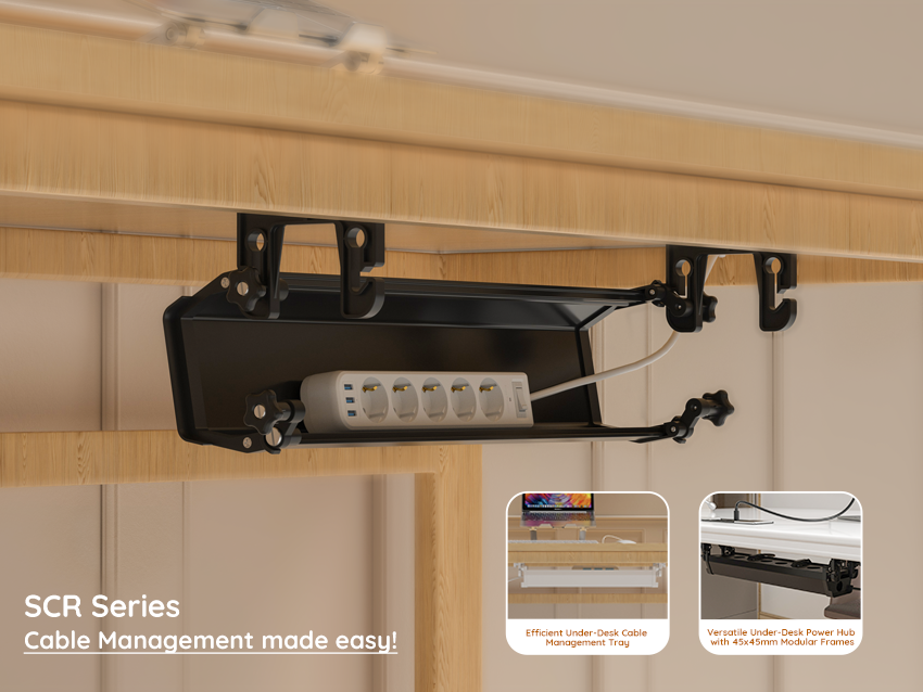 Streamline Your Workspace with the SCR Series Under-Desk Cable Management Tray