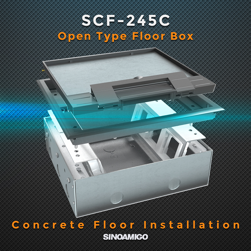 SCF-245C Open Type Floor Box: Concrete Floor Installation
